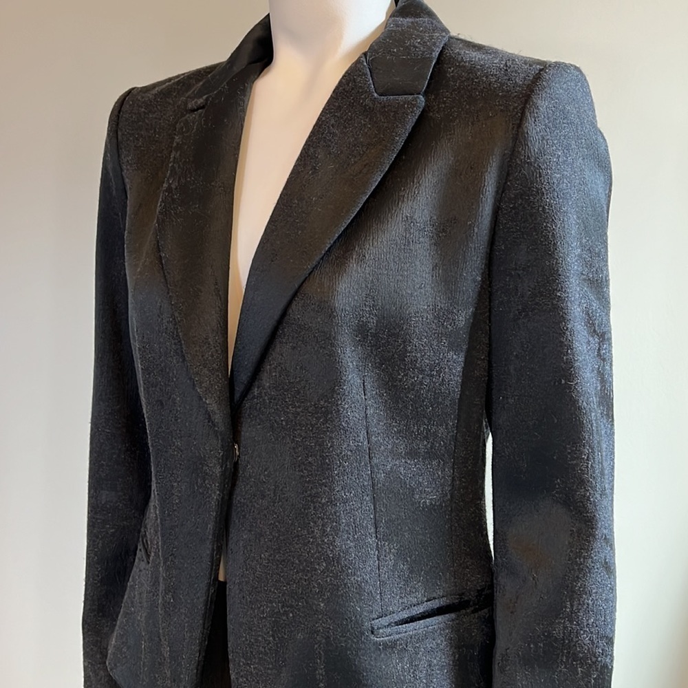 Elie Tahari Black Textured Blazer Charcoal Size 10